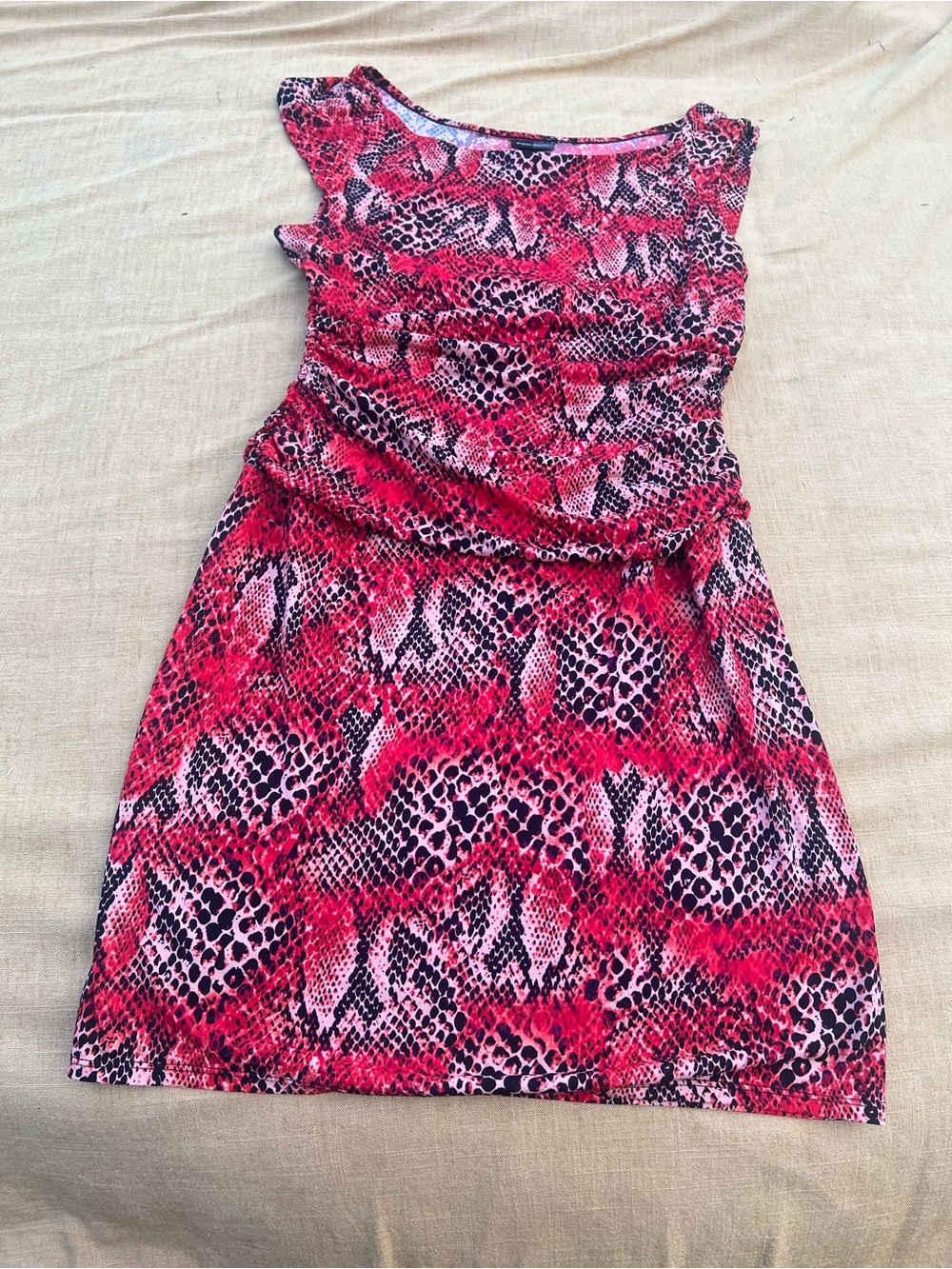 Bisou Bisou Pink & Black Snake-Print Mini Dress